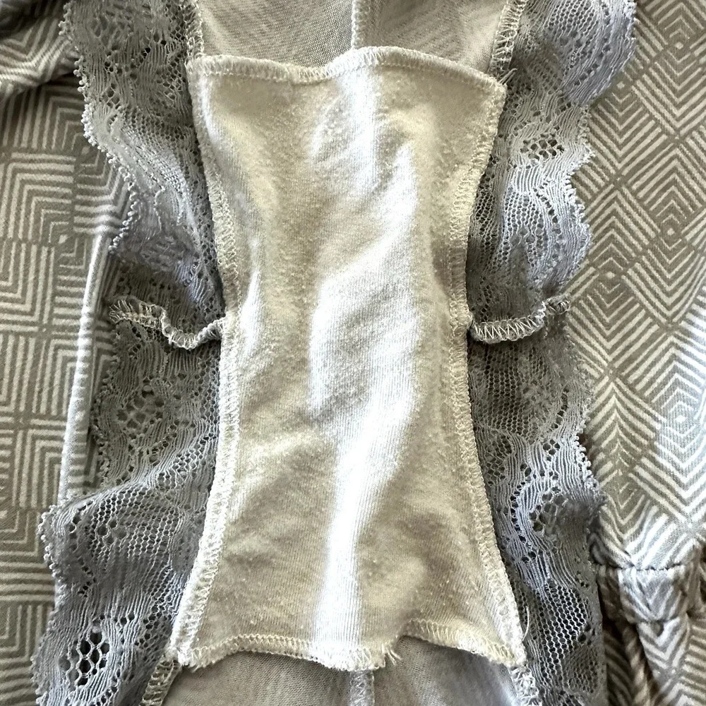 Eberjey Fossil Rock M Medium Romper Teddy Modal Gray Lace Blouson